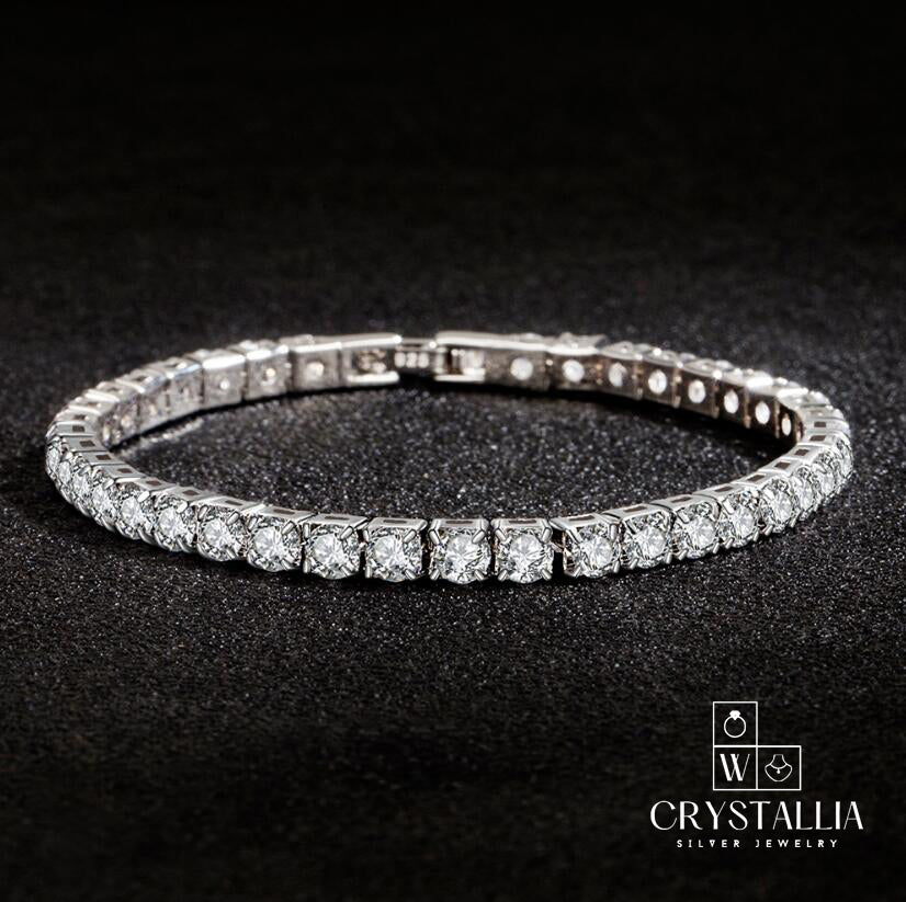 צמידי טניס כסף סטרלינג 925 עם קריסטליה מעוקבת - Crystallia