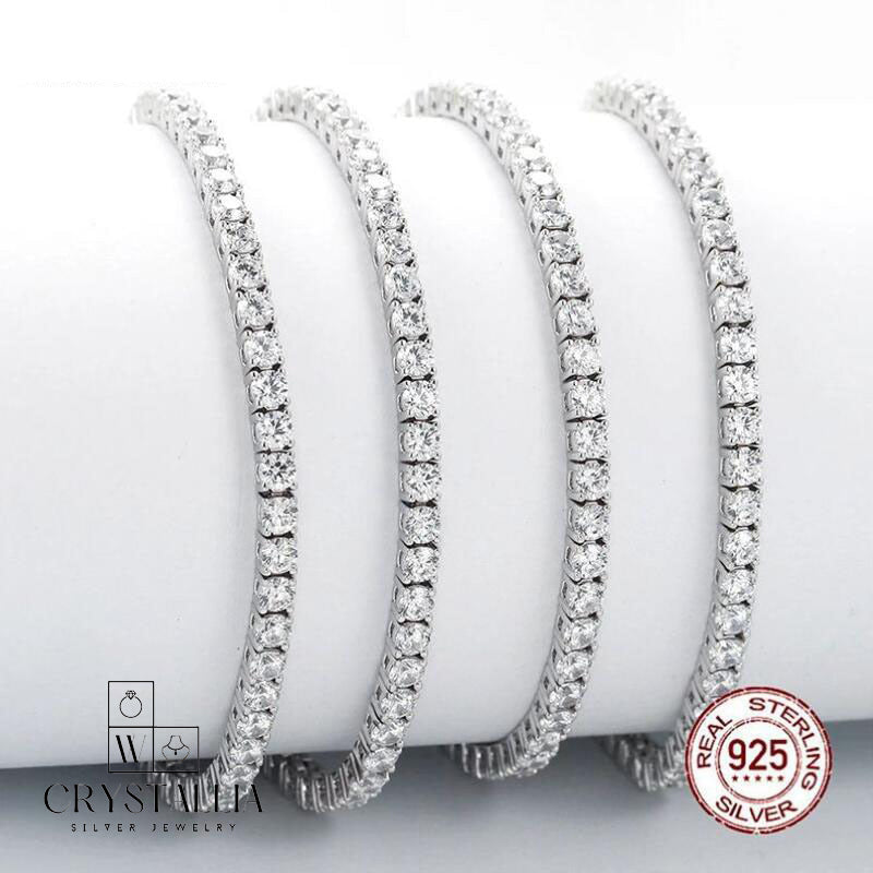 צמידי טניס כסף סטרלינג 925 עם קריסטליה מעוקבת - Crystallia