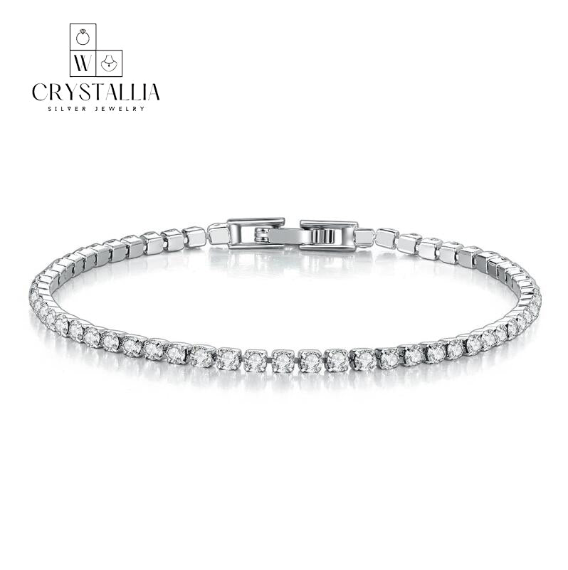 צמידי טניס כסף סטרלינג 925 עם קריסטליה מעוקבת - Crystallia