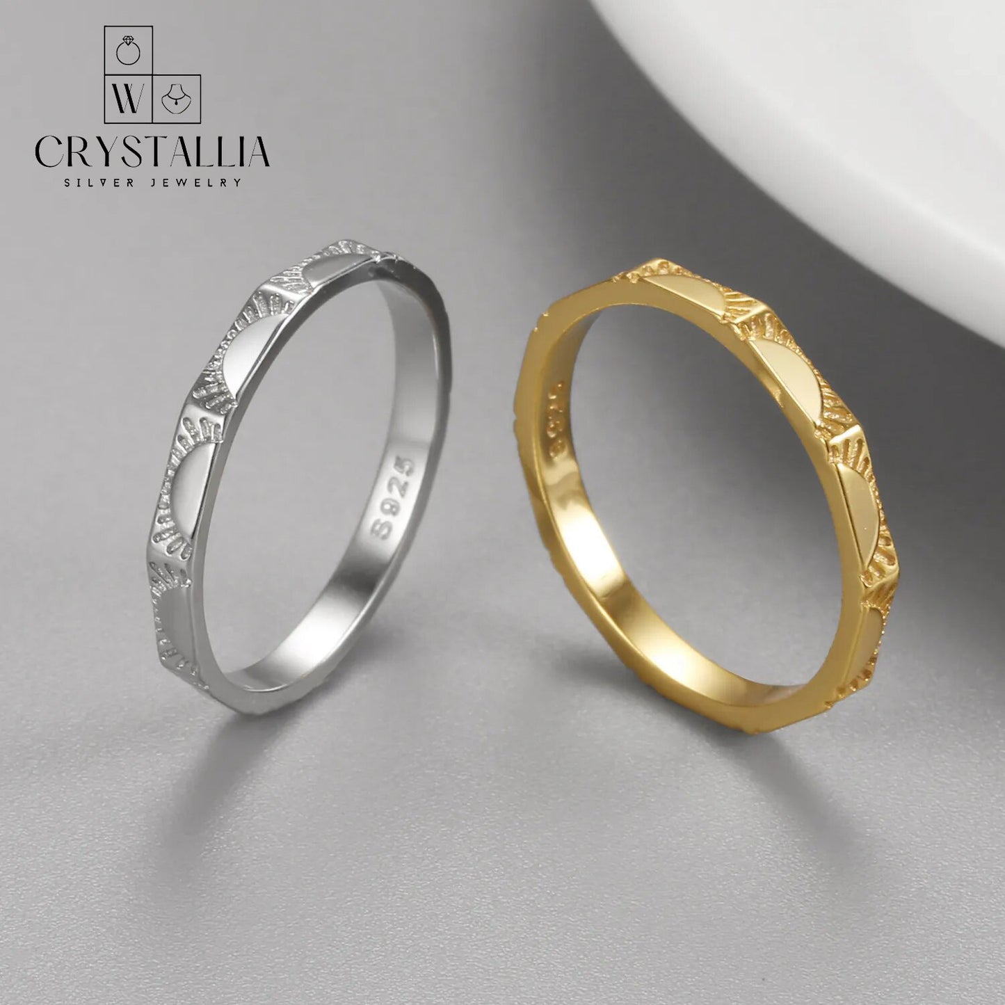 טבעת נישואין קלאסית מכסף 925- קריסטליה וורד - Crystallia