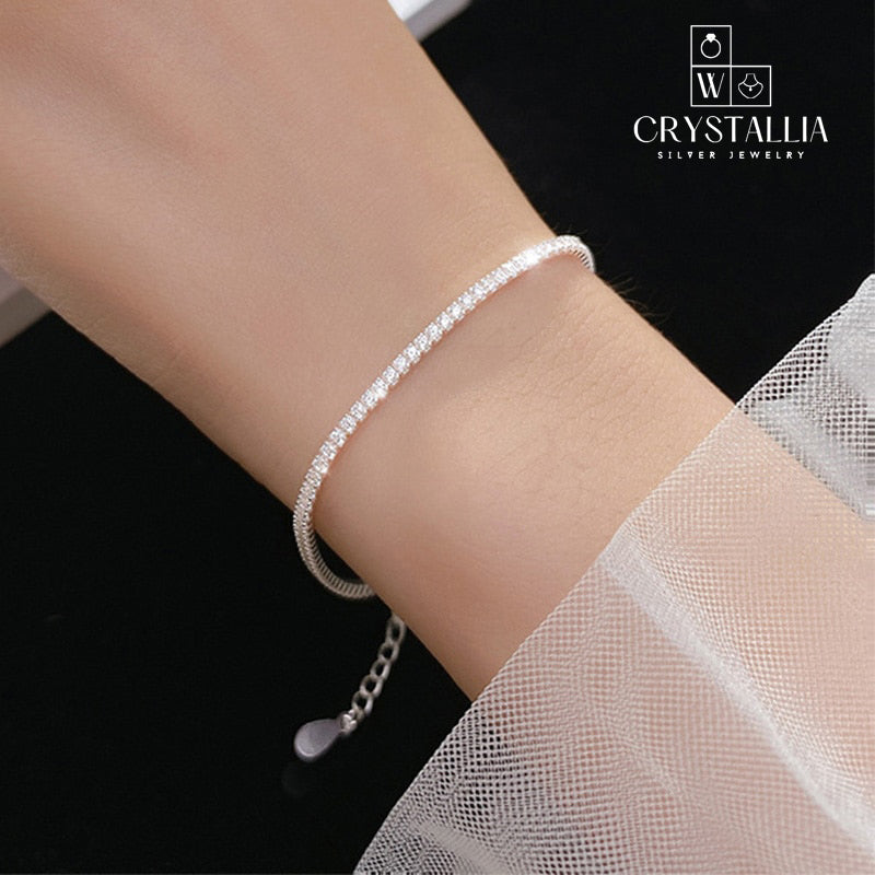 צמידי טניס כסף סטרלינג 925 עם קריסטליה מעוקבת - Crystallia