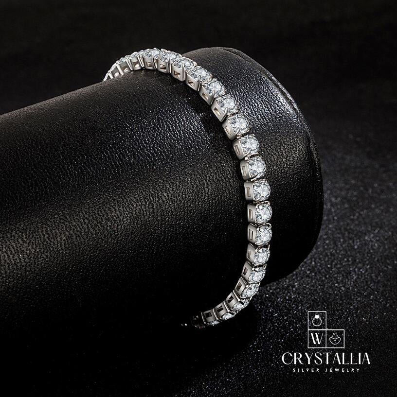 צמידי טניס כסף סטרלינג 925 עם קריסטליה מעוקבת - Crystallia