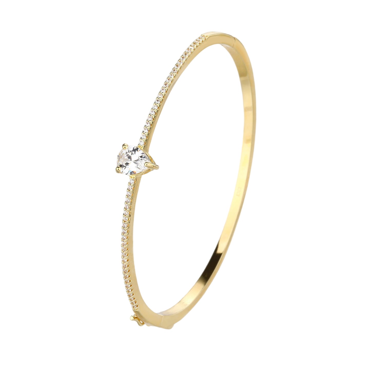 צמיד קשיח בציפוי זהב 14K ושיבוץ קריסטלים יוקרתיים