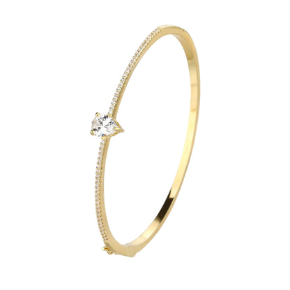 צמיד קשיח בציפוי זהב 14K ושיבוץ קריסטלים יוקרתיים