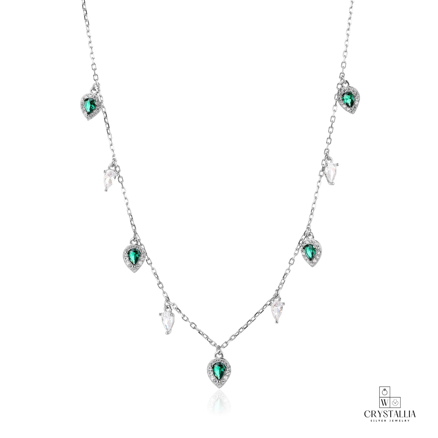 שרשרת CSI040-1 בעיצוב יוקרתי, מתאימה לכל אירוע עם אבני קריסטל וכסף 925