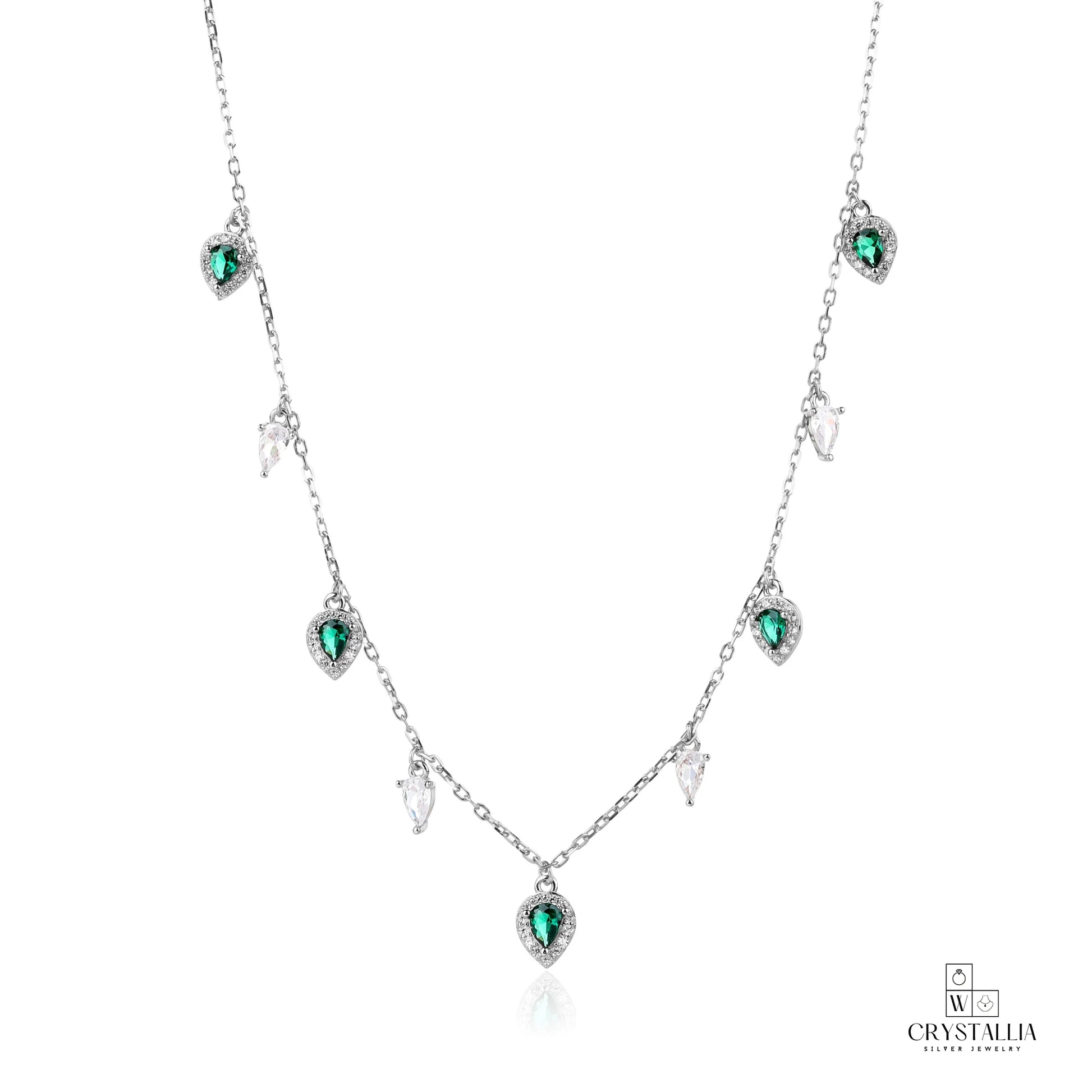 שרשרת CSI040-1 בעיצוב יוקרתי, מתאימה לכל אירוע עם אבני קריסטל וכסף 925