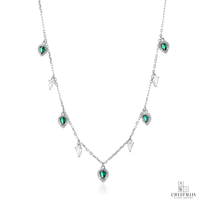 שרשרת CSI040-1 בעיצוב יוקרתי, מתאימה לכל אירוע עם אבני קריסטל וכסף 925