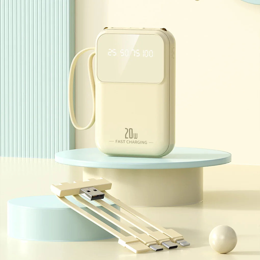 20000mAh Portable Power Bank with built-in Charging Cable for iPhone/Samsung 20W Fast Charging Power Bank Powerbank