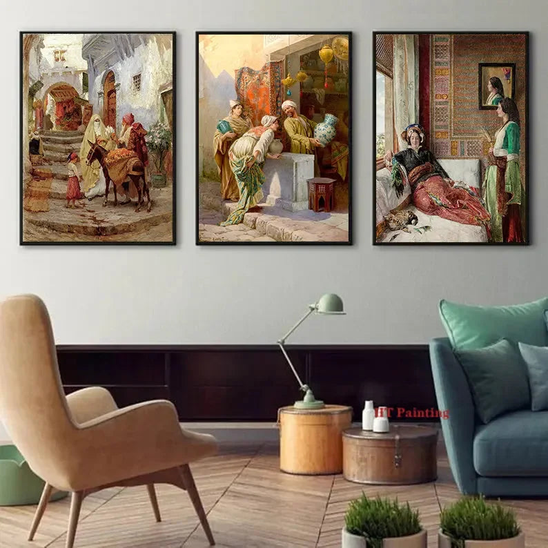 Old Arabs Living Landscape Poster Gustav Bauernfeind Islamic Art Canvas Painting Wall Pictures For Living Room Home Decor