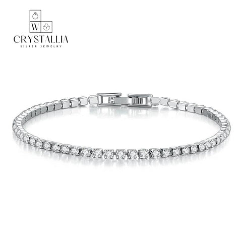 צמידי טניס כסף סטרלינג 925 עם קריסטליה מעוקבת - Crystallia
