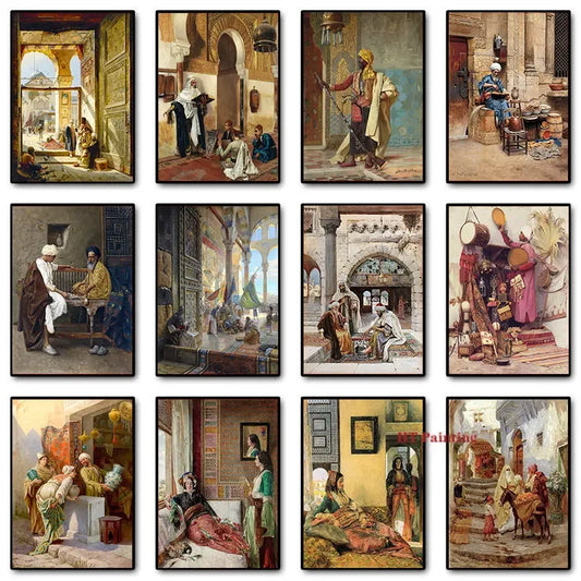 Old Arabs Living Landscape Poster Gustav Bauernfeind Islamic Art Canvas Painting Wall Pictures For Living Room Home Decor