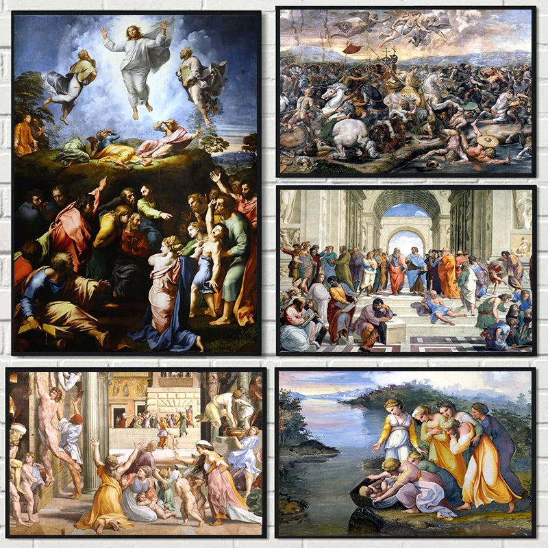 Famous Painter Raphael Painting Posters The School of Athens Christ Falling Canvas Painting Wall Poster Room Home Gallery Decor