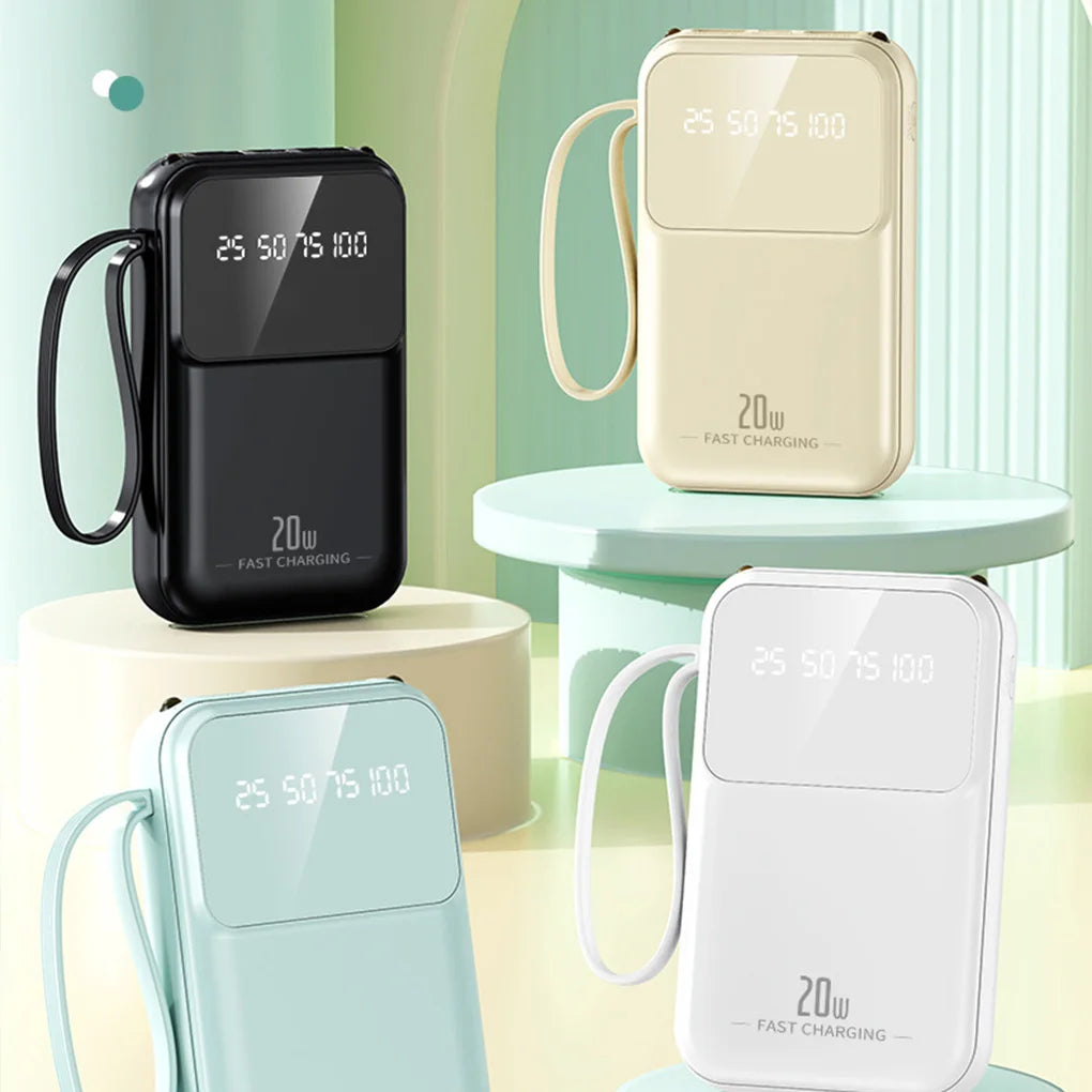 20000mAh Portable Power Bank with built-in Charging Cable for iPhone/Samsung 20W Fast Charging Power Bank Powerbank
