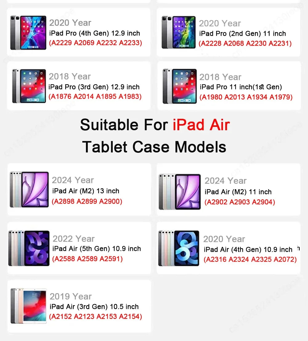 For iPad Air 5 Air 6 A16 11th iPad Pro 11 12.9 13 M5 10th Gen 10.9 10.2 9th 8th 6th 5th 9.7" Mini 7 6 Smart Case with Pen Holder