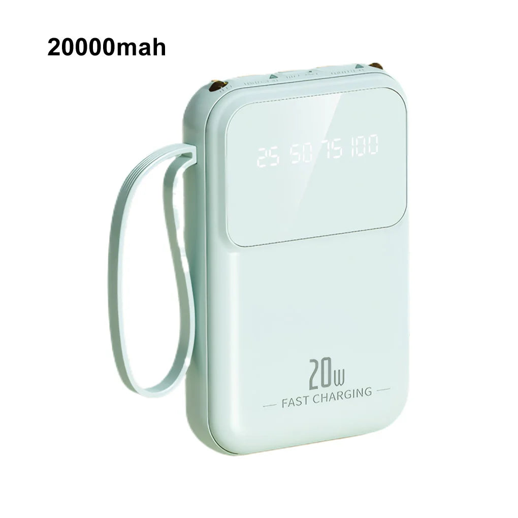 20000mAh Portable Power Bank with built-in Charging Cable for iPhone/Samsung 20W Fast Charging Power Bank Powerbank