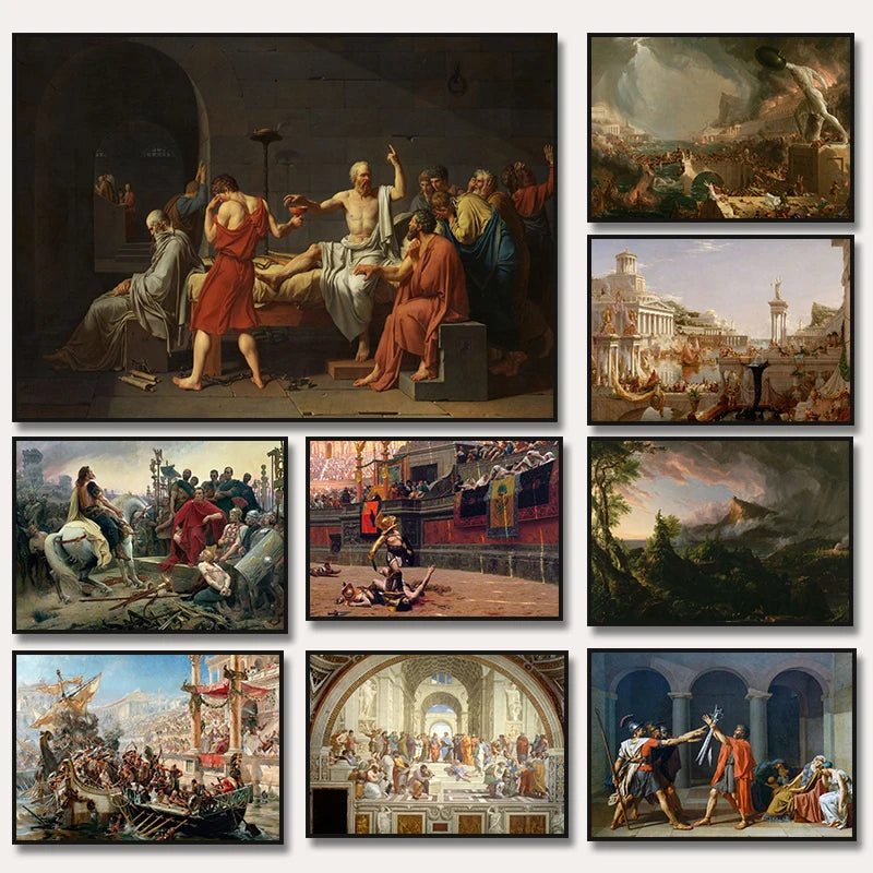 The Course of Empire The School of Athens The Death of Socrates Poster Classics Canvas Painting Poster Living Room Home Decor