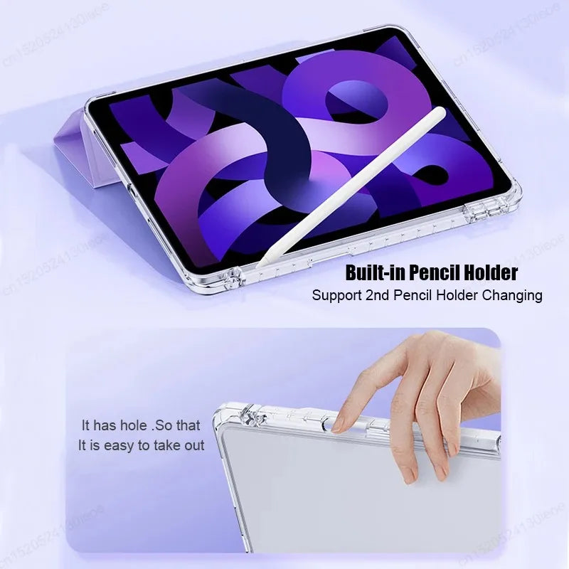 For iPad Air 5 Air 6 A16 11th iPad Pro 11 12.9 13 M5 10th Gen 10.9 10.2 9th 8th 6th 5th 9.7" Mini 7 6 Smart Case with Pen Holder