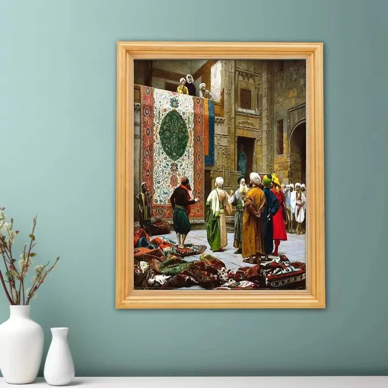 DIY Diamond Art Painting Kit Gerome Artwork Arab Carpet Merchant Classical Arabs Living Landscape Embroidery Mosaic Cross Stitch