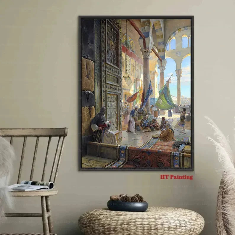 Old Arabs Living Landscape Poster Gustav Bauernfeind Islamic Art Canvas Painting Wall Pictures For Living Room Home Decor