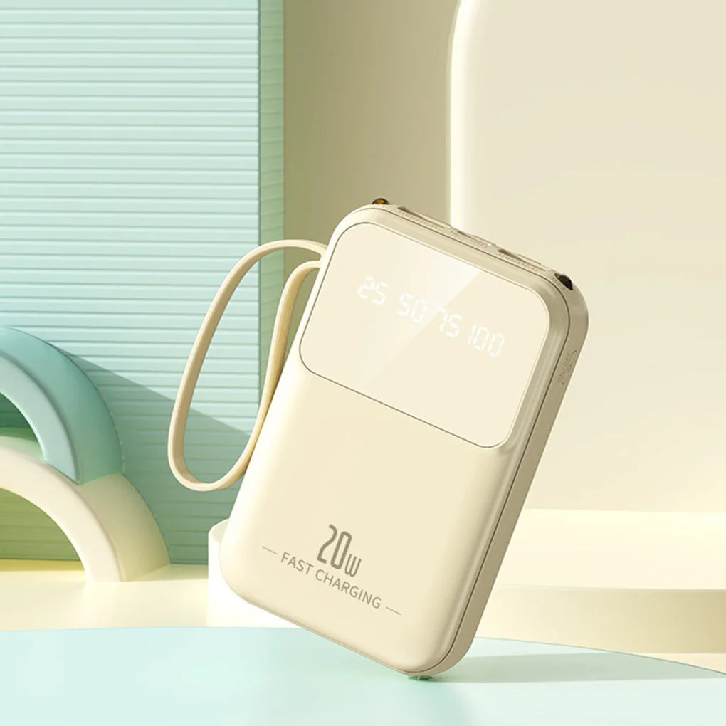 20000mAh Portable Power Bank with built-in Charging Cable for iPhone/Samsung 20W Fast Charging Power Bank Powerbank
