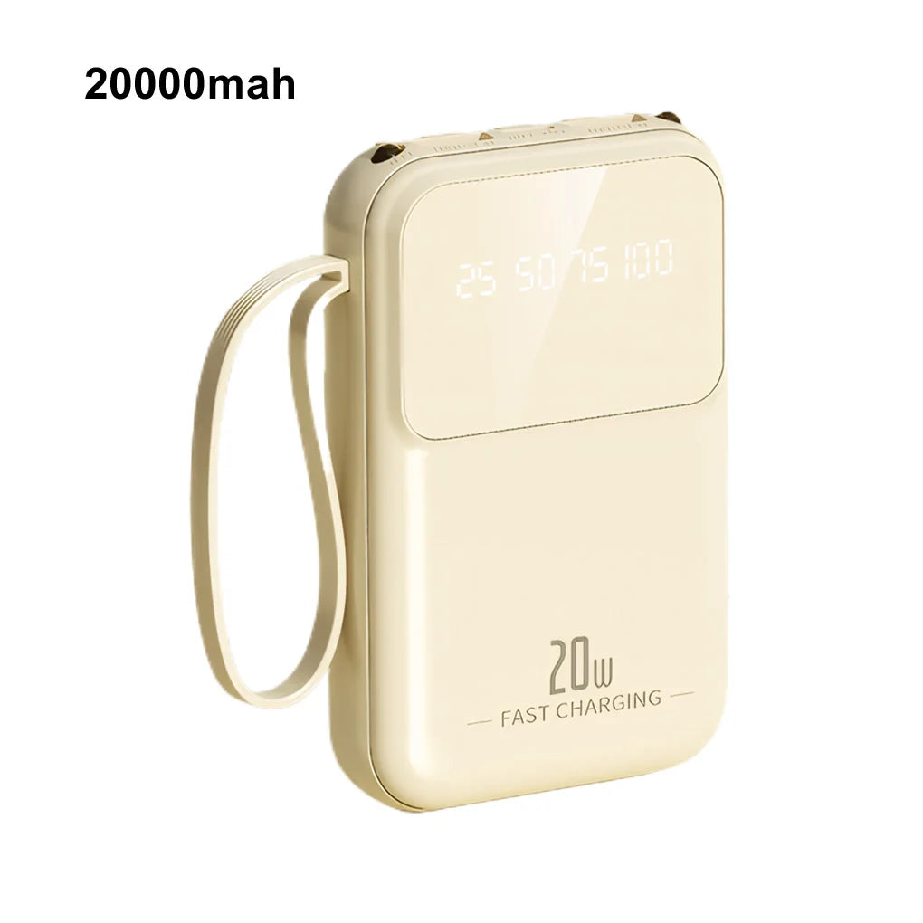 20000mAh Portable Power Bank with built-in Charging Cable for iPhone/Samsung 20W Fast Charging Power Bank Powerbank