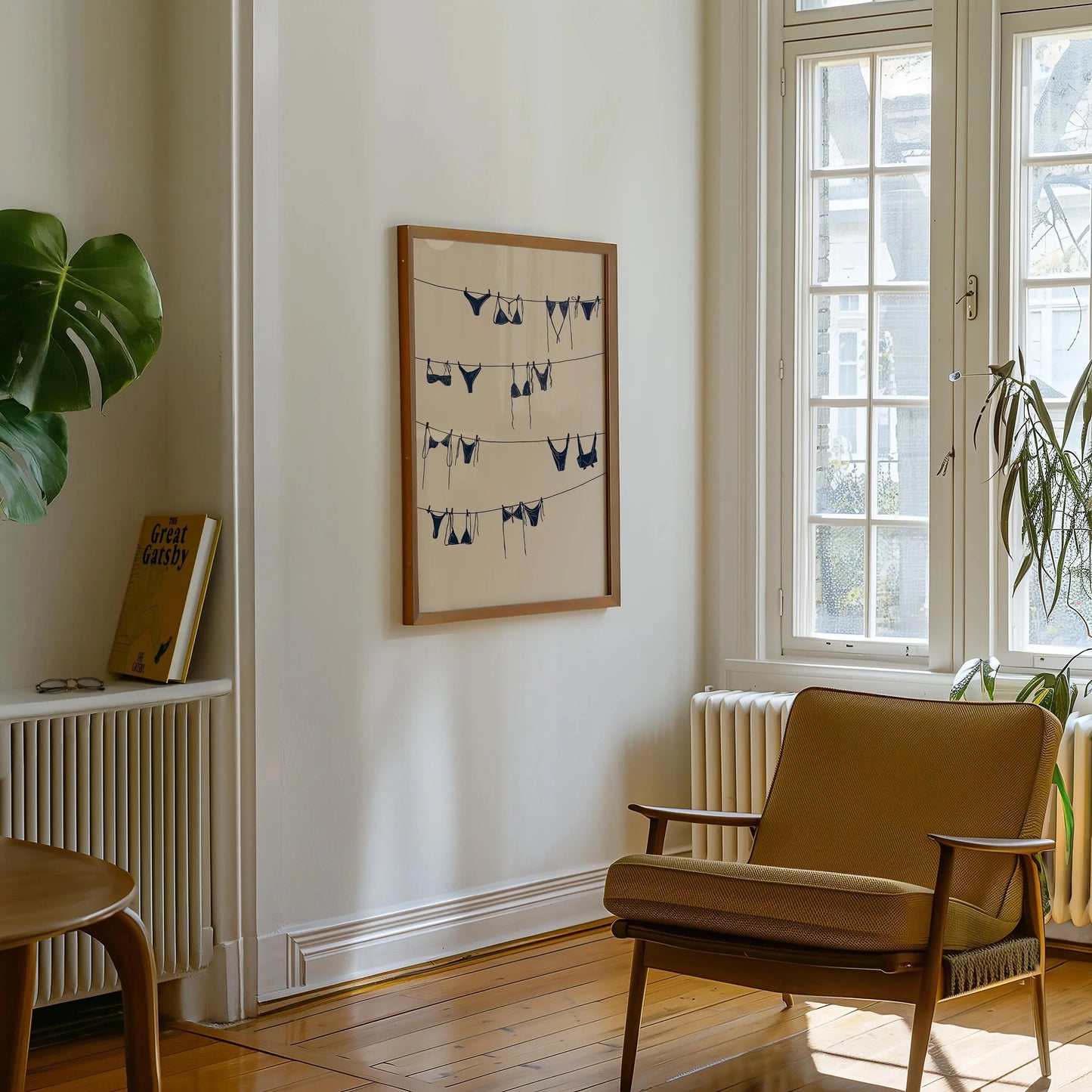 Dark Blue Bikinis Wall Art Print, Bathing Suit Poster, Blue Beachy Prints, Coastal Cowgirl Wall Art, College Apartment Decor