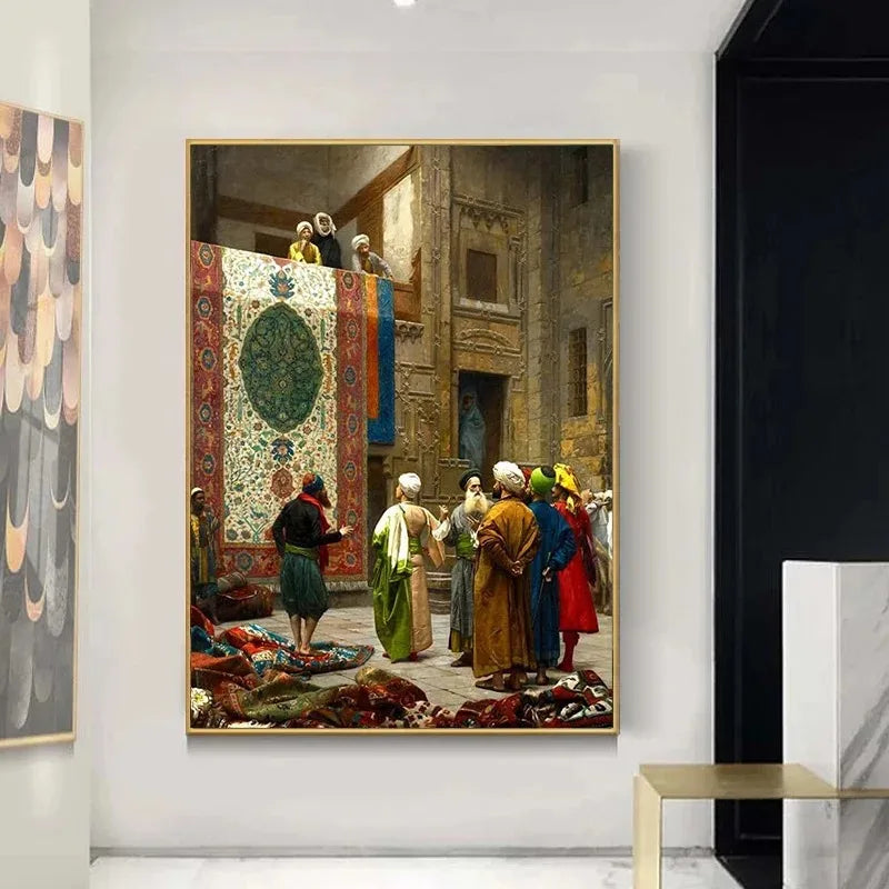 Jean Gerome Classic Artwork Arabic Carpet Merchant Arabs Living Landscape Poster Canvas Painting Wall Art Pictures Home Decor