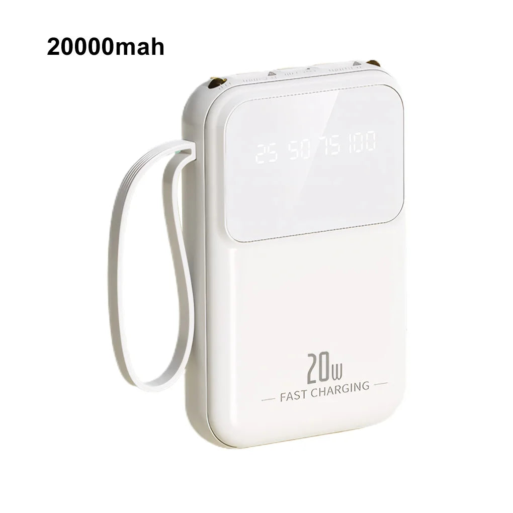 20000mAh Portable Power Bank with built-in Charging Cable for iPhone/Samsung 20W Fast Charging Power Bank Powerbank