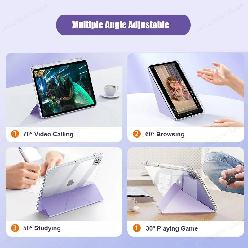 For iPad Air 5 Air 6 A16 11th iPad Pro 11 12.9 13 M5 10th Gen 10.9 10.2 9th 8th 6th 5th 9.7" Mini 7 6 Smart Case with Pen Holder