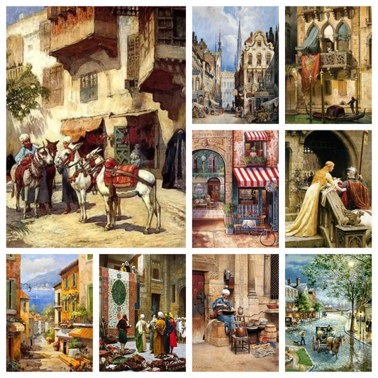 DIY Diamond Art Painting Kit Gerome Artwork Arab Carpet Merchant Classical Arabs Living Landscape Embroidery Mosaic Cross Stitch