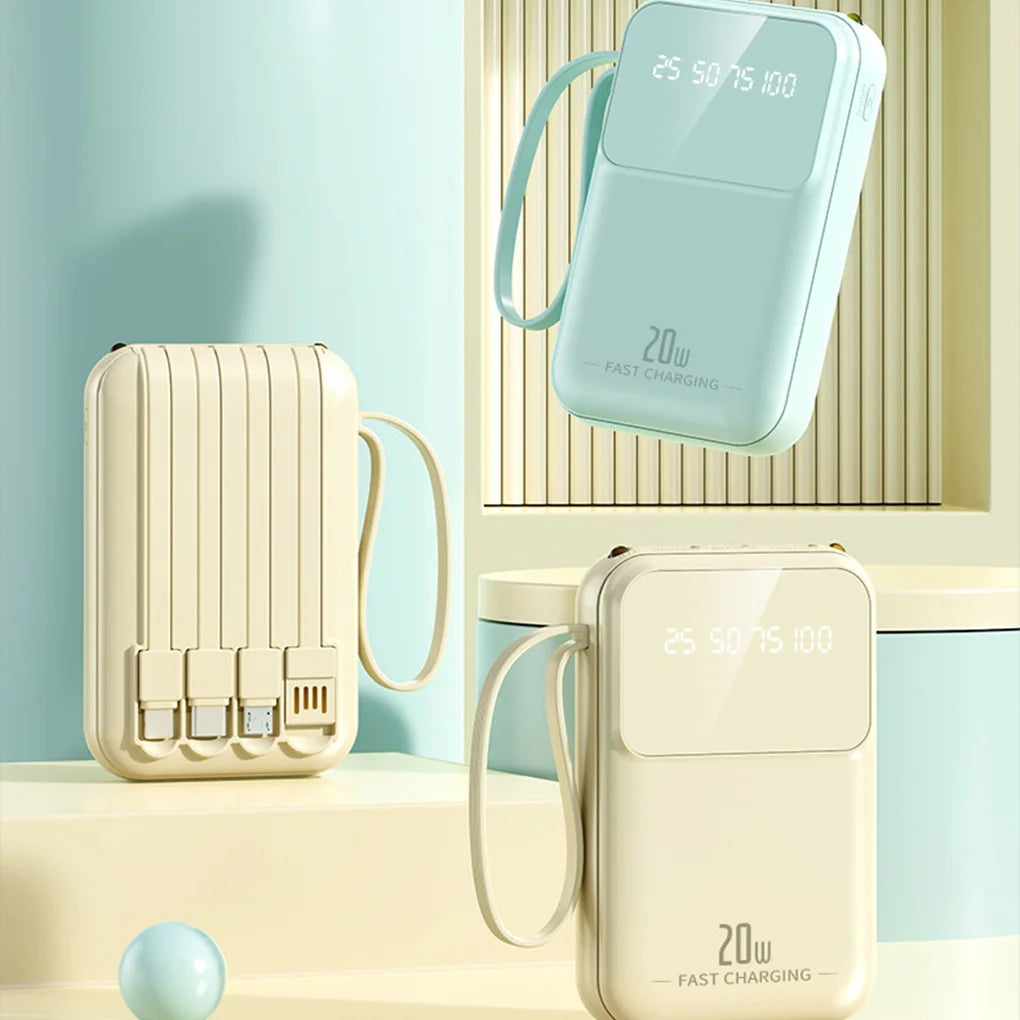 20000mAh Portable Power Bank with built-in Charging Cable for iPhone/Samsung 20W Fast Charging Power Bank Powerbank