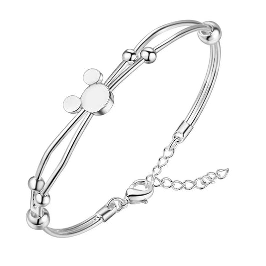 צמיד כסף סטרלינג 925 בצורת דוב מתאים לכל אירוע - Crystallia