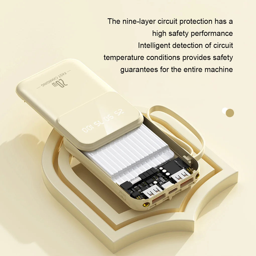 20000mAh Portable Power Bank with built-in Charging Cable for iPhone/Samsung 20W Fast Charging Power Bank Powerbank