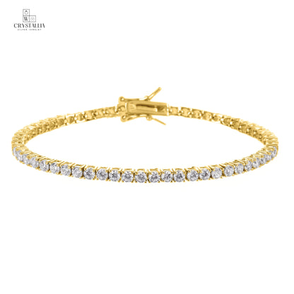 צמיד טניס דגם ZSI005-3-3.5mm בגימור כסוף ושיבוץ אבנים נוצצות לאורך כל הצמיד, צילום תקריב על רקע נקי המדגיש את הברק והעיצוב הקלאסי.