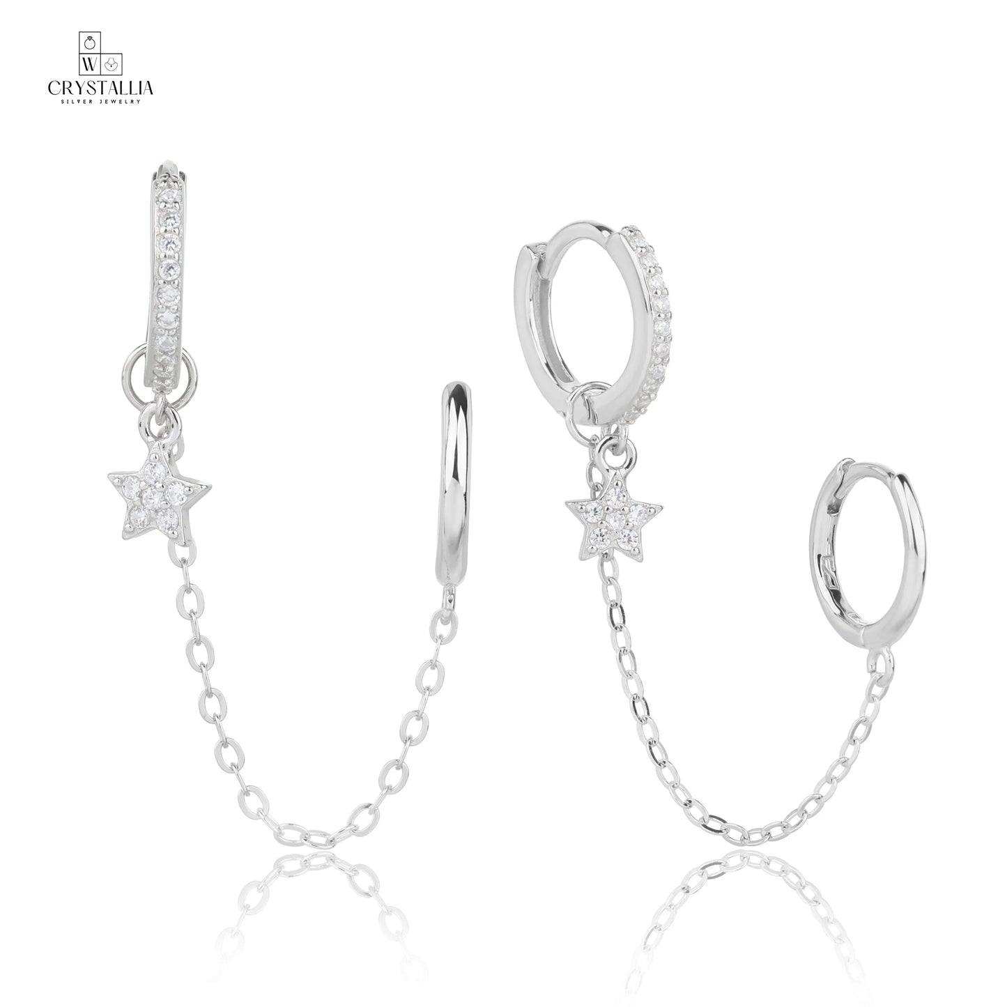 עגילי כסף 925 נופלים בשיבוץ אבנים יוקרתיים