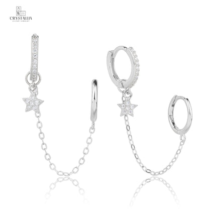 עגילי כסף 925 נופלים בשיבוץ אבנים יוקרתיים