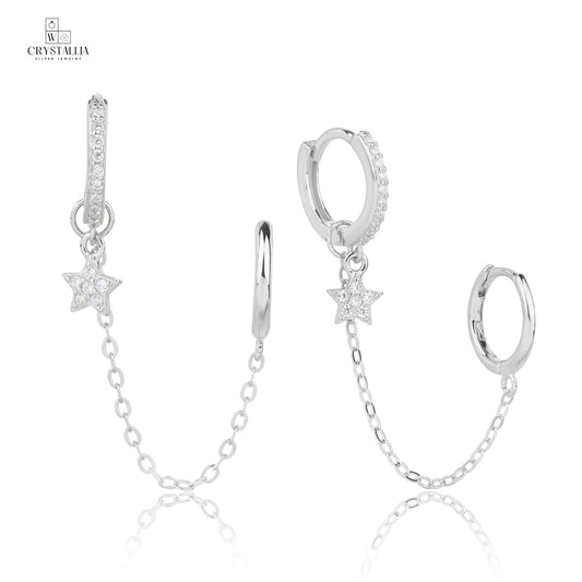 עגילי כסף 925 נופלים בשיבוץ אבנים יוקרתיים