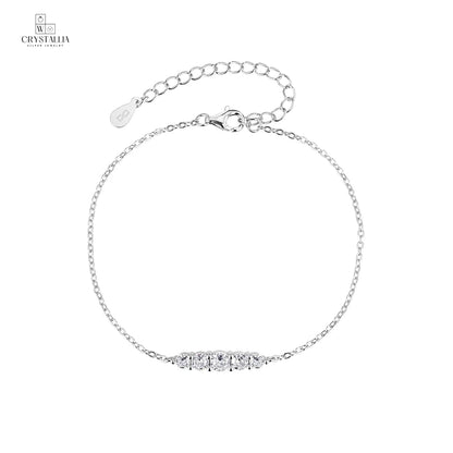 צמיד עשוי כסף אמיתי 925 עם שיבוץ אבני קריסטל איכותיות ואורך מתכוונן של 15 פלוס 5 ס"מ למראה אלגנטי ויוקרתי.